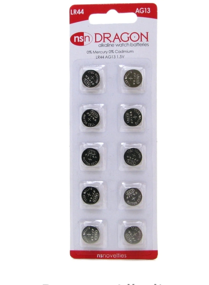 Dragon Alkaline LR44/AG13 Watch Batteries 10 Pack