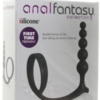 Anal Fantasy Ass-Gasm Beaded Cock Ring Plug in Black
