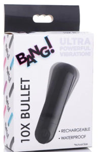 Bang! 10X Rechargeable Vibrating Metallic Bullet - Black