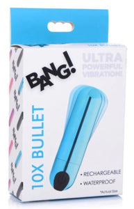 Bang! 10X Rechargeable Vibrating Metallic Bullet - Blue