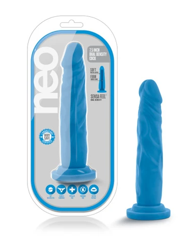 Neo - 7.5 Inch Dual Density Cock - Neon Blue